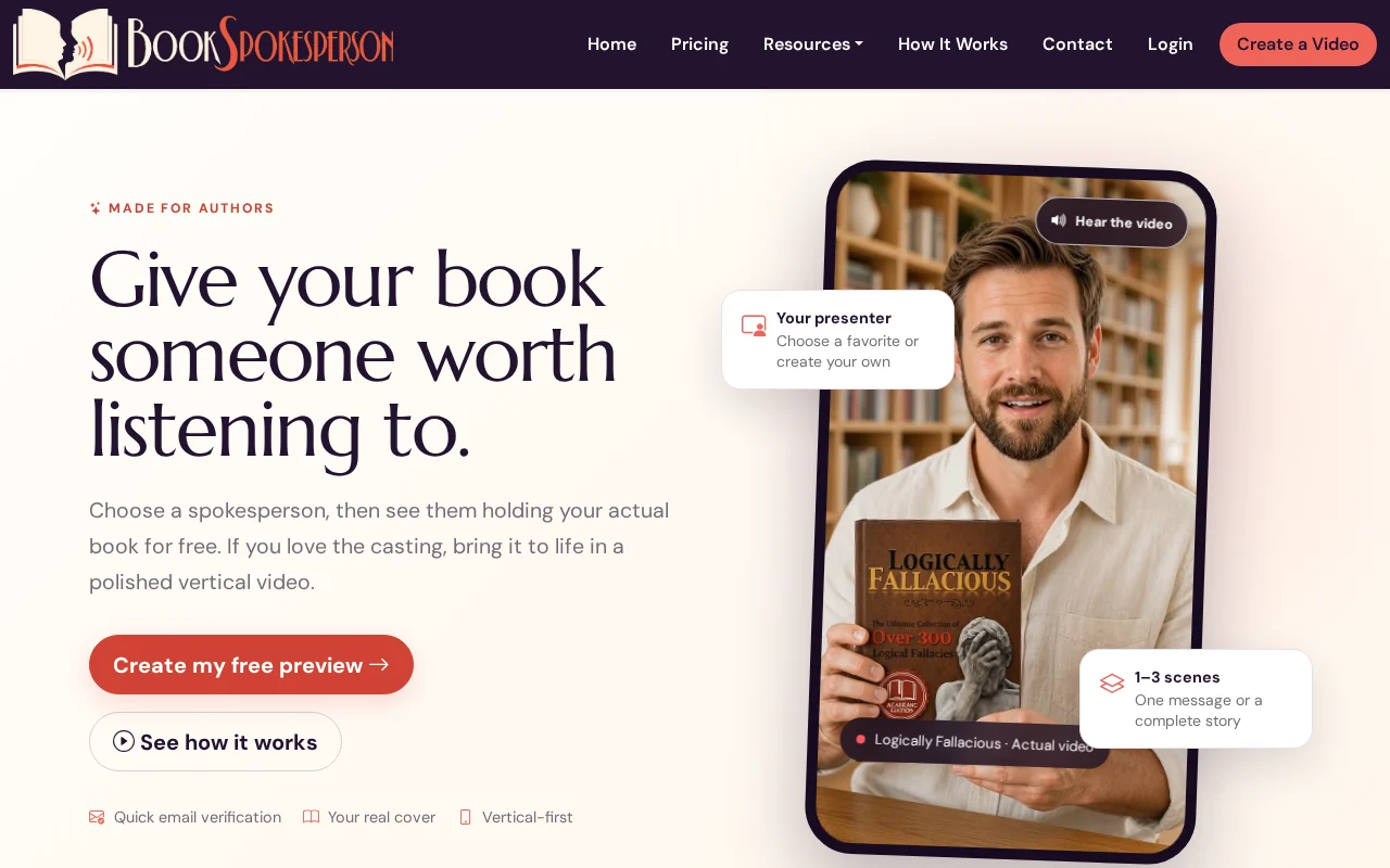 BookSpokesperson live homepage