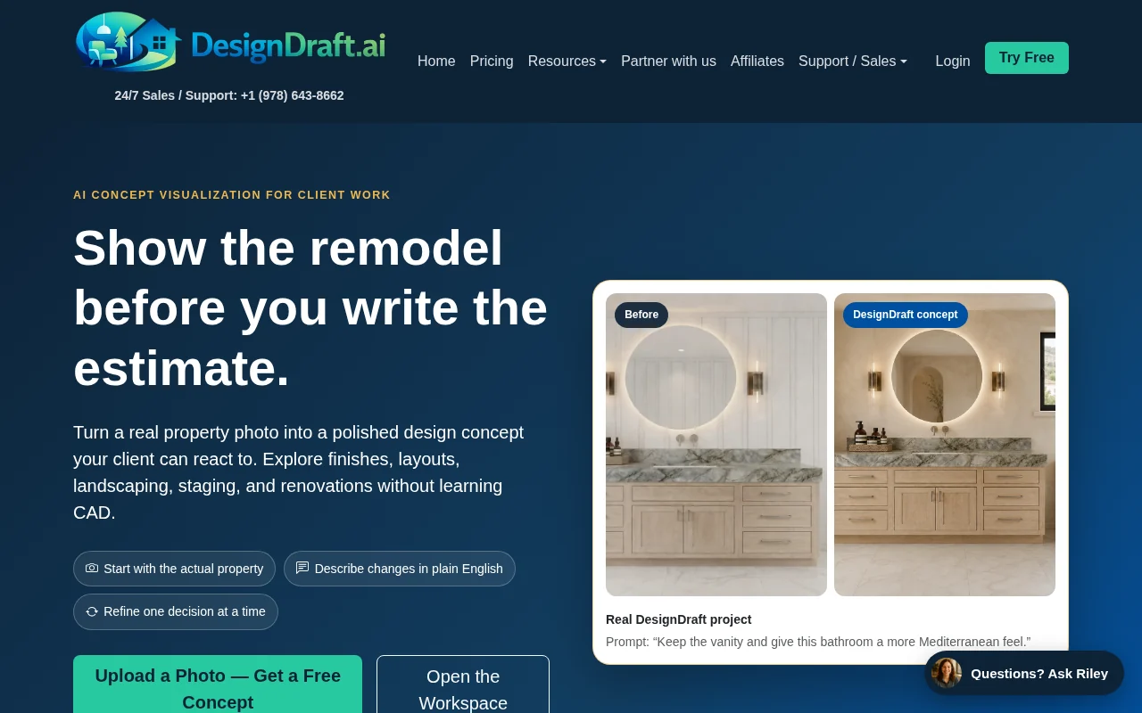 DesignDraft.ai live homepage