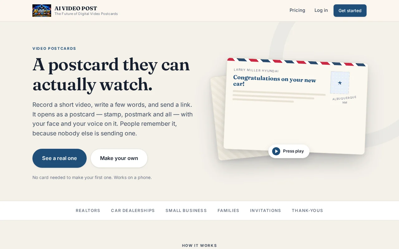 AI VIDEO POST live homepage