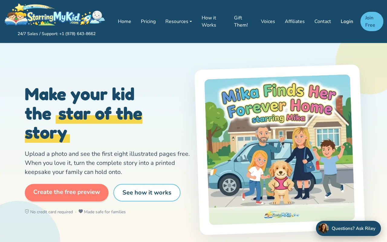 Starring My Kid live homepage