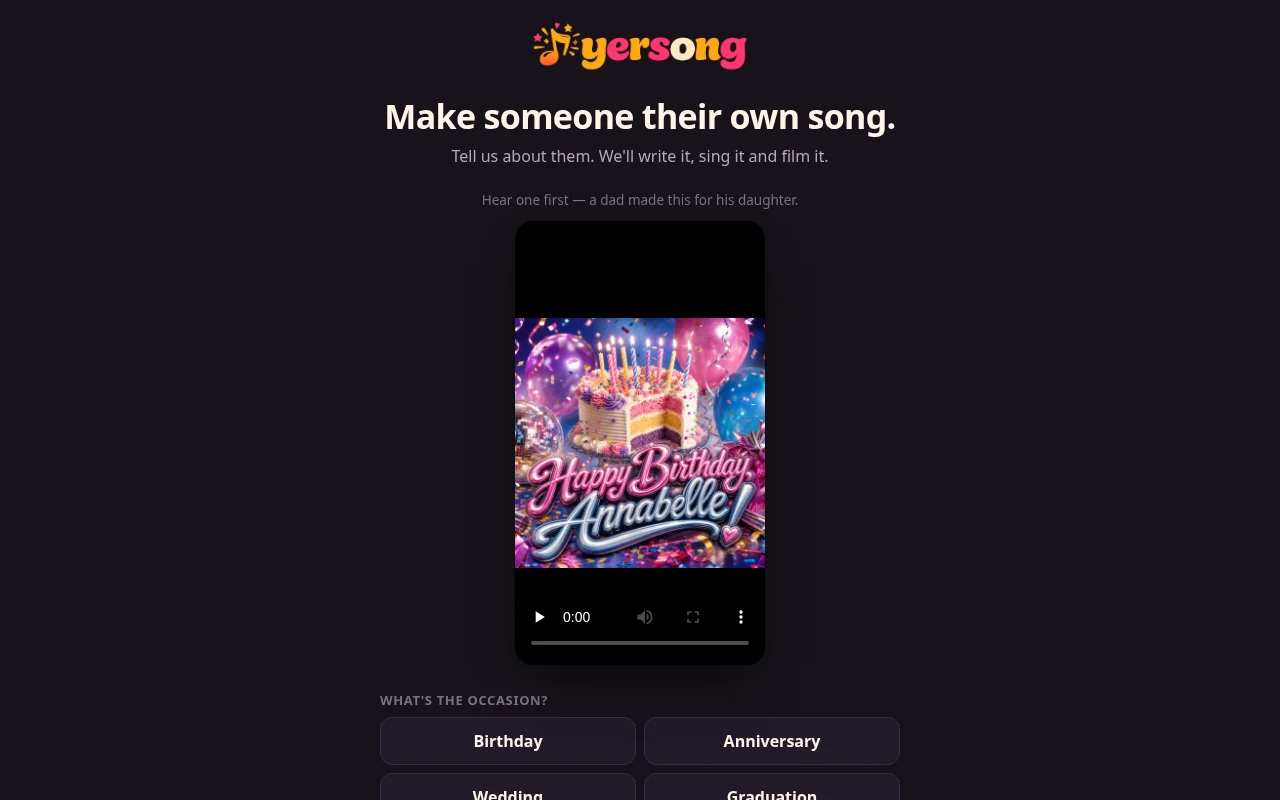 Yersong live homepage